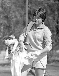 Cindy Davis '84 during her collegiate golfing career